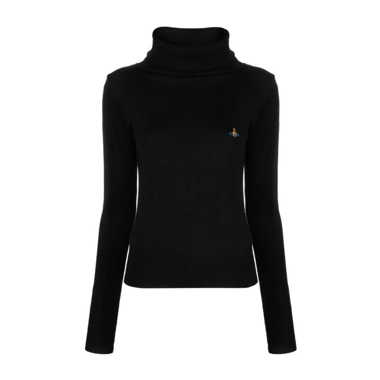 Czarny sweter z haftowanym logo Orb Vivienne Westwood