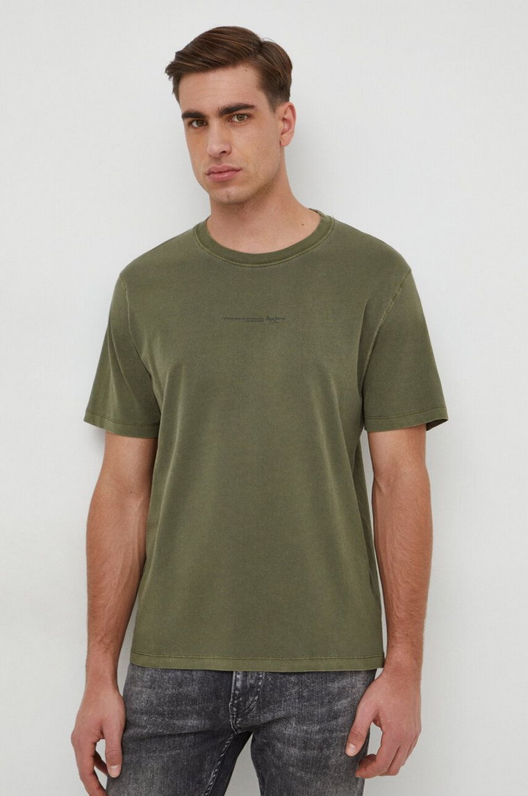 Pepe Jeans t-shirt bawełniany Dave Tee męski kolor zielony z nadrukiem PM509231