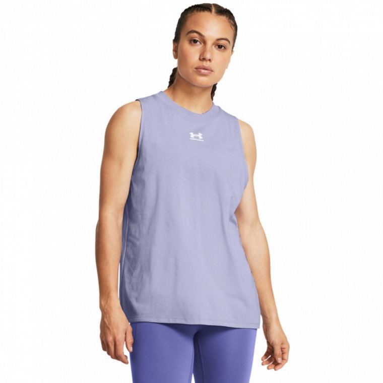 Damski top z nadrukiem Under Armour UA Rival Muscle Tank - fioletowy