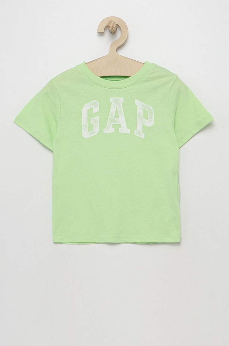 GAP t-shirt bawełniany dziecięcy kolor zielony z nadrukiem