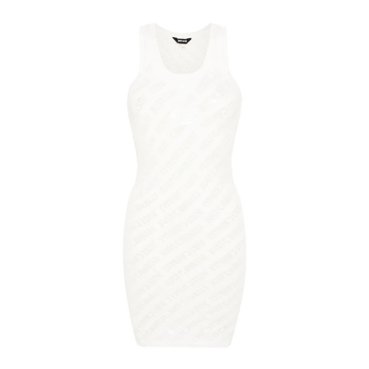 Białe Sukienki z Wzorem Devore' Just Cavalli