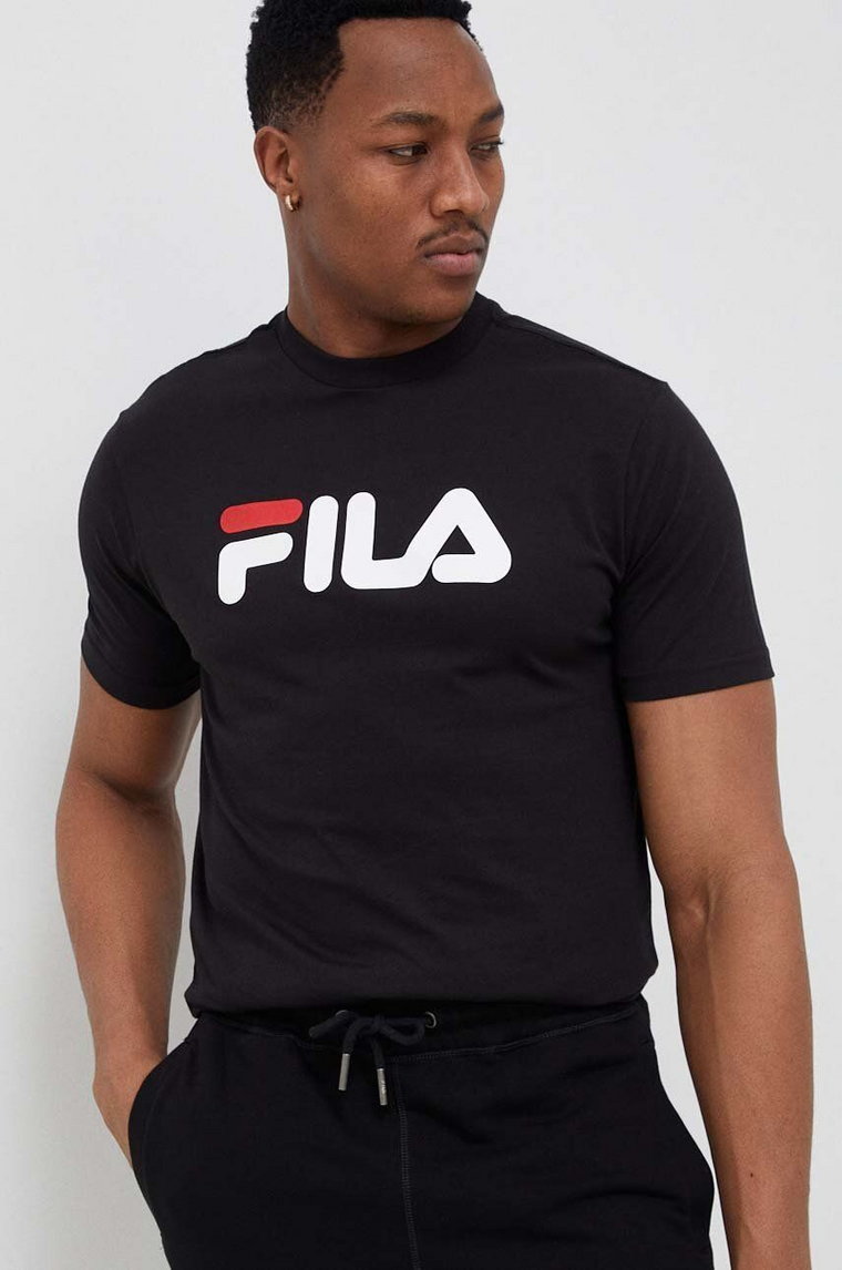 Fila t-shirt bawełniany Bellano kolor czarny z nadrukiem FAU0067