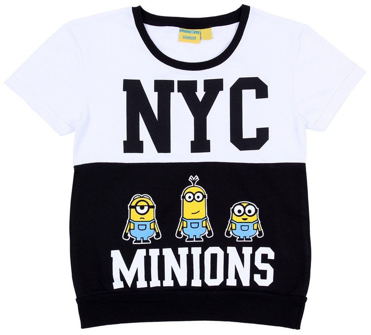 Czarno-biały t-shirt MINIONKI L