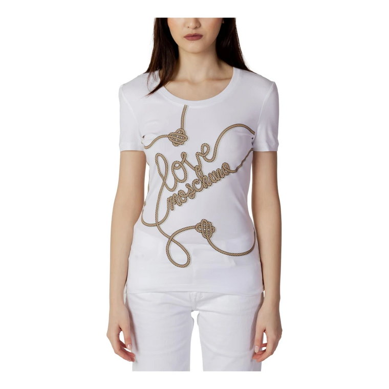 Stylowa Biała Koszulka z Nadrukiem dla Kobiet Love Moschino