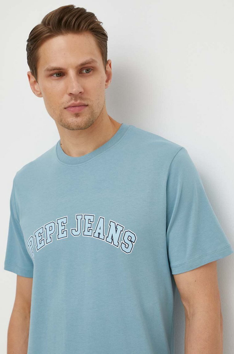 Pepe Jeans t-shirt bawełniany CLEMENT męski kolor niebieski z nadrukiem PM509220