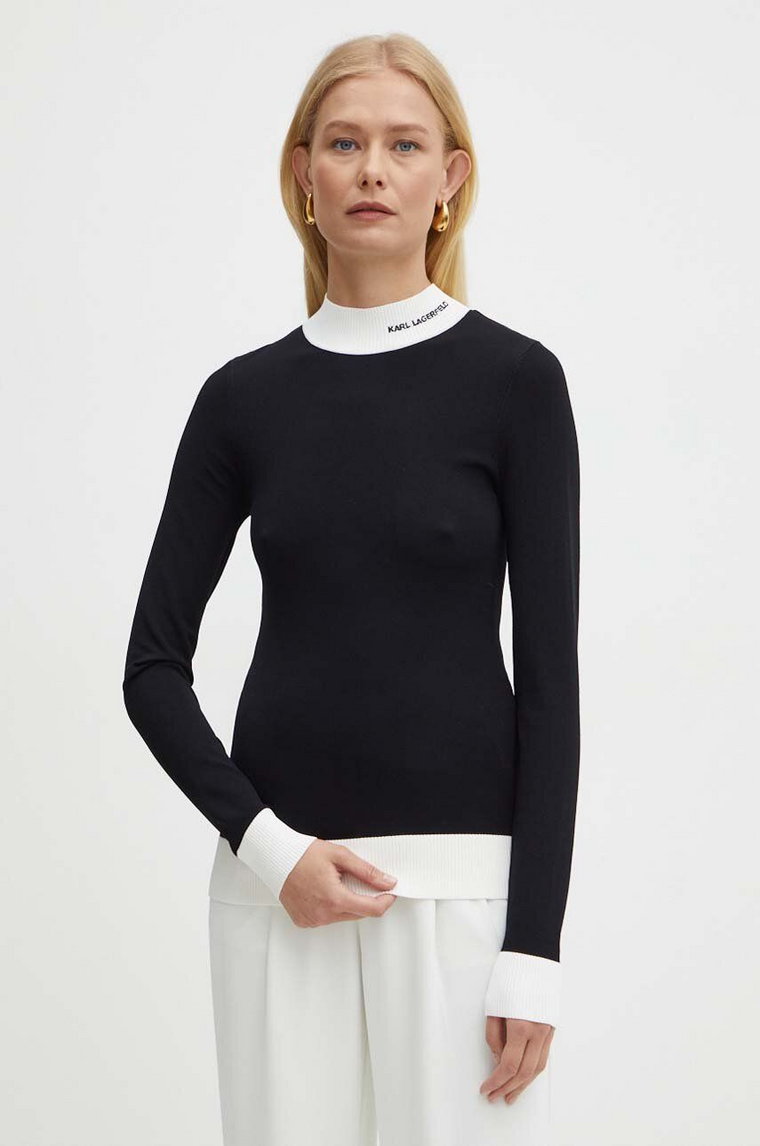 Karl Lagerfeld sweter damski kolor czarny lekki 245W2000