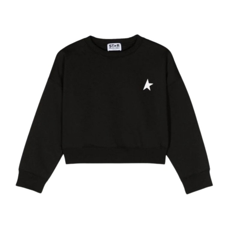 Czarny Cropped Sweter dla Modnej Dziewczynki Golden Goose