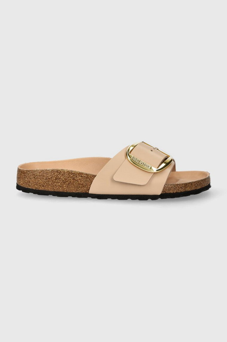 Birkenstock klapki skórzane Madrid Big Buckle damskie kolor beżowy 1026496