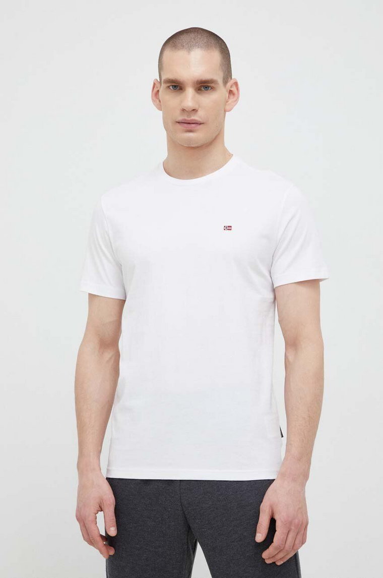 Napapijri t-shirt bawełniany Salis kolor biały gładki NP0A4H8D0021