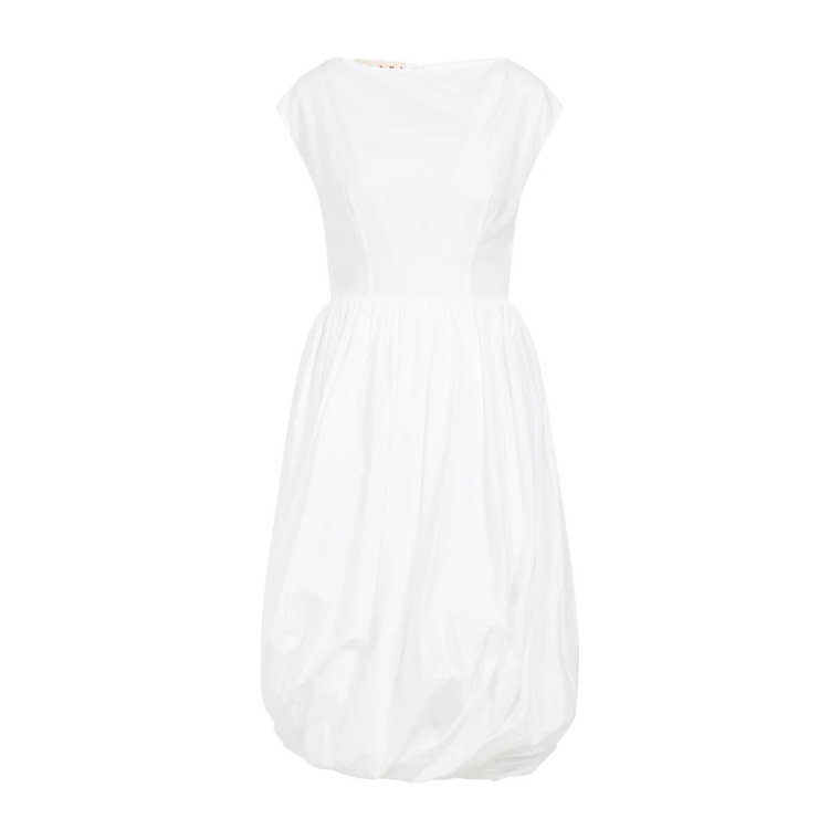 Biała Bawełniana Sukienka Midi Marni