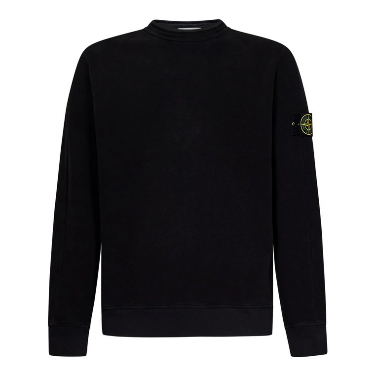 Czarne Swetry z Mock Neck i Zestawionym Rękawem Stone Island