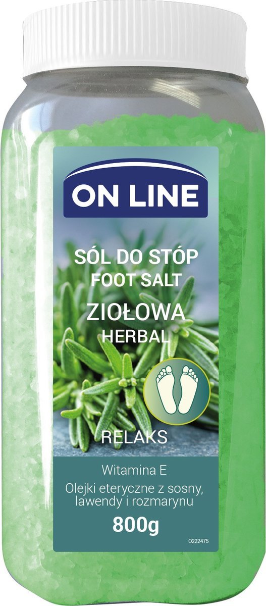 On Line, relaksująca sól do kąpieli stóp ziołowa, 800 g