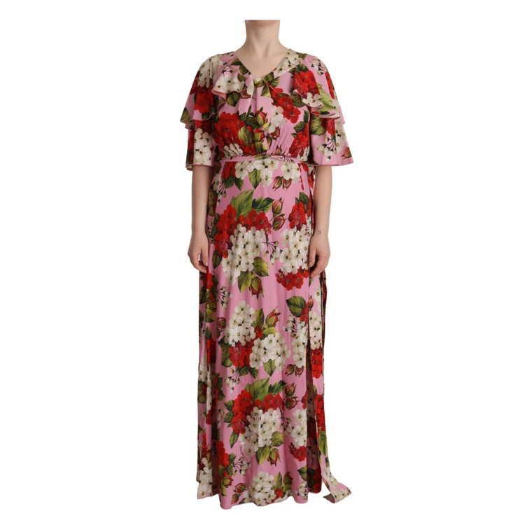 Kwiatowa Jedwabna Sukienka Maxi Dolce & Gabbana