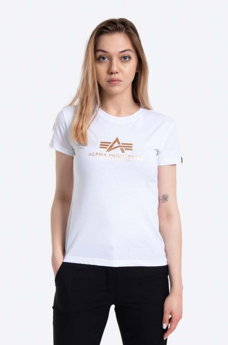 Alpha Industries t-shirt bawełniany New Basic T Foil Print kolor biały 196051FP.529-BIALY