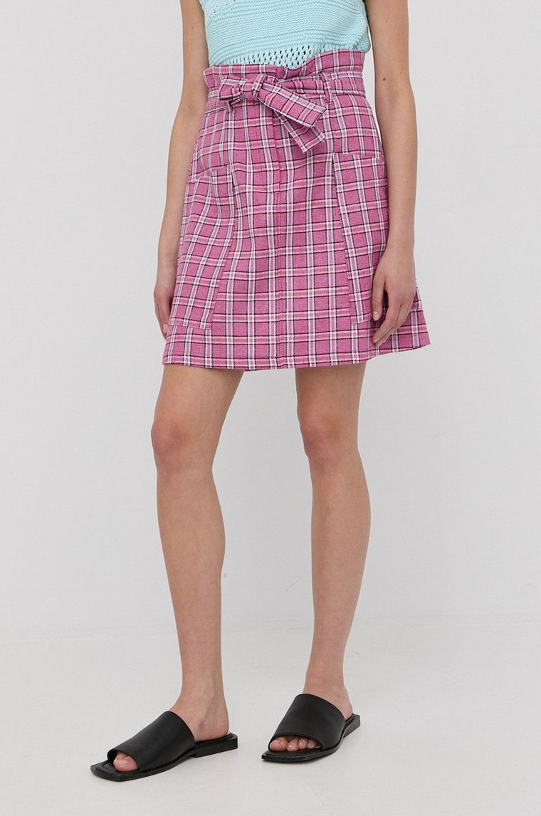 MAX&Co. spódnica lniana kolor fioletowy mini rozkloszowana