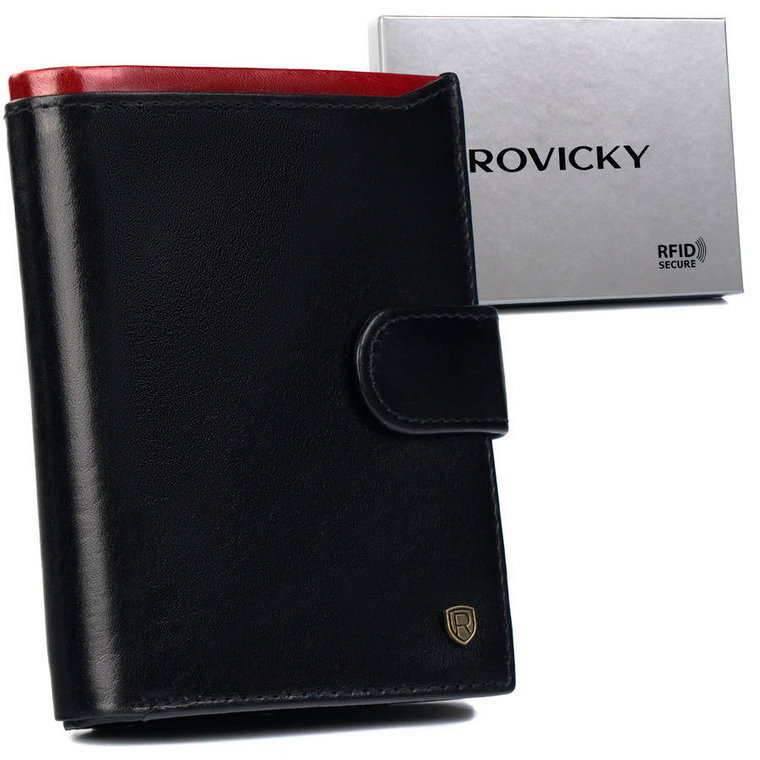 Skórzany portfel męski na karty z systemem RFID Protect Rovicky