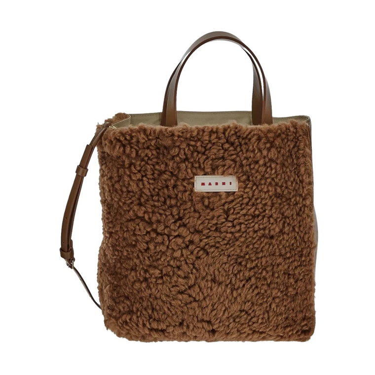 Tobacco Fur Medium Tote Bag Marni