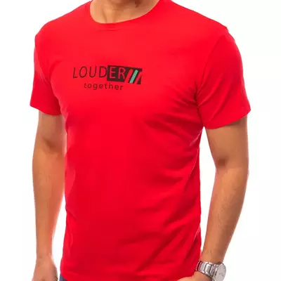 T-shirt męski z nadrukiem czerwony Dstreet RX4729