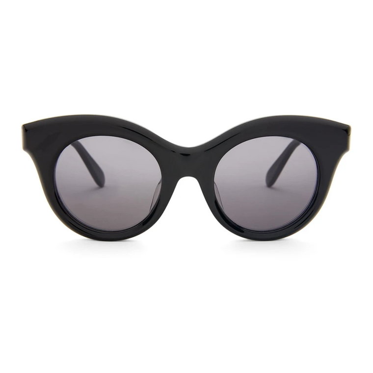 Błyszczące Czarne Okrągłe Okulary Przeciwsłoneczne w Stylu Cat-Eye Loewe