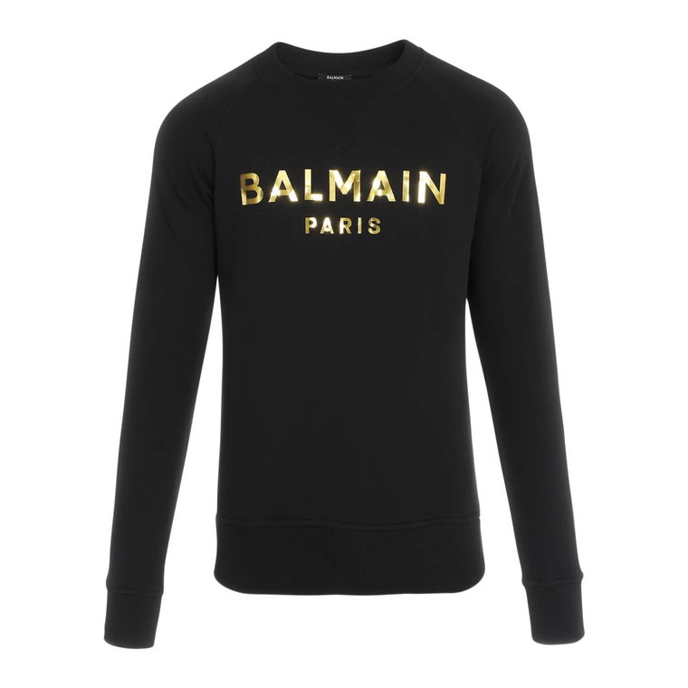 Ekologiczny sweter z bawełny z nadrukiem logo Paryża Balmain