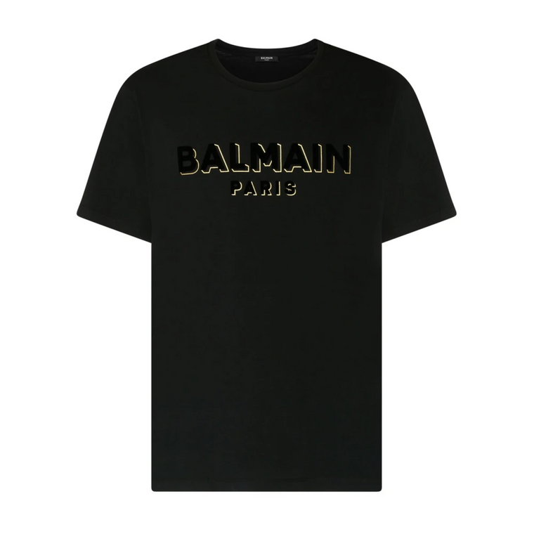 Czarna koszulka z logo, oversize Balmain