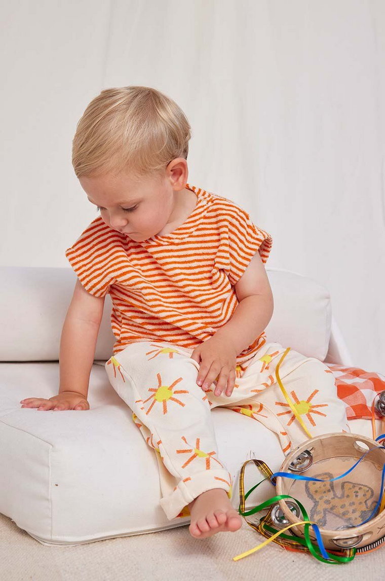 Bobo Choses legginsy bawełniane niemowlęce kolor beżowy wzorzyste
