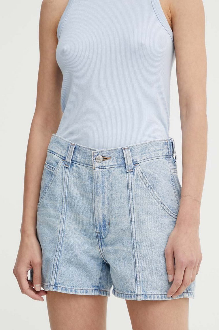 Levi's szorty jeansowe CARPENTER SHORT damskie kolor niebieski gładkie high waist A8719