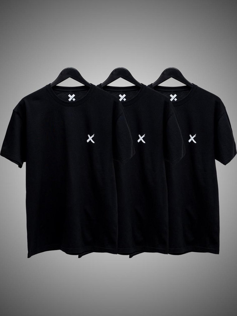Zestaw 3 T-Shirtów Męskich Czarnych Point X Mini X