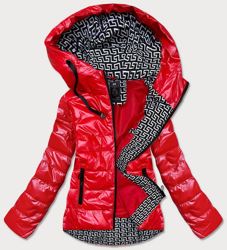 Metaliczna kurtka z kolorową podszewką czerwona (w708)