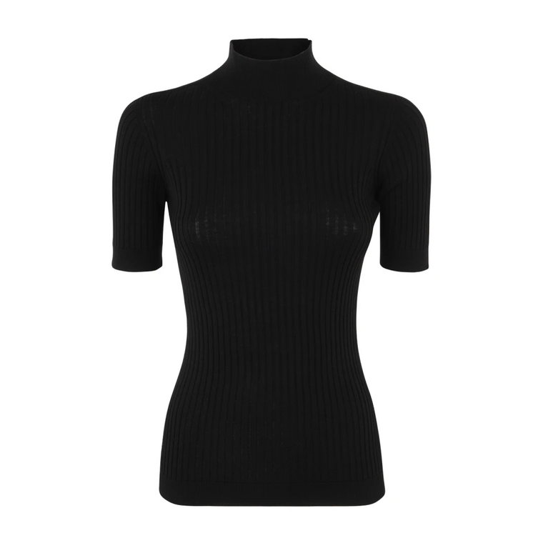 Czarny Sweter Z Dzianiny Bezszwowy Essential Serie Versace