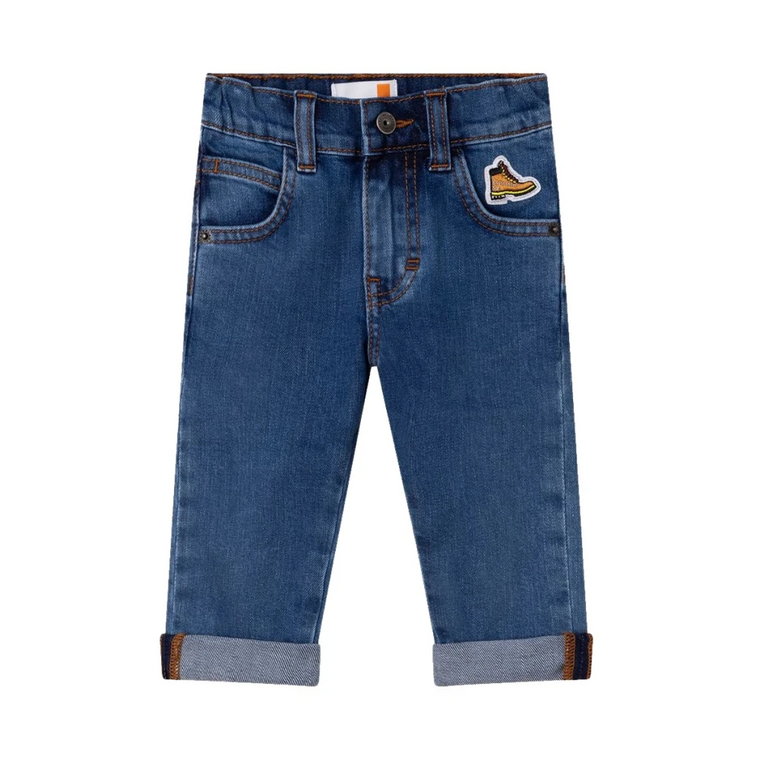 Jasne Elastyczne Jeansy z Kontrastowym Szyciem i Złożonym Rękawem Timberland
