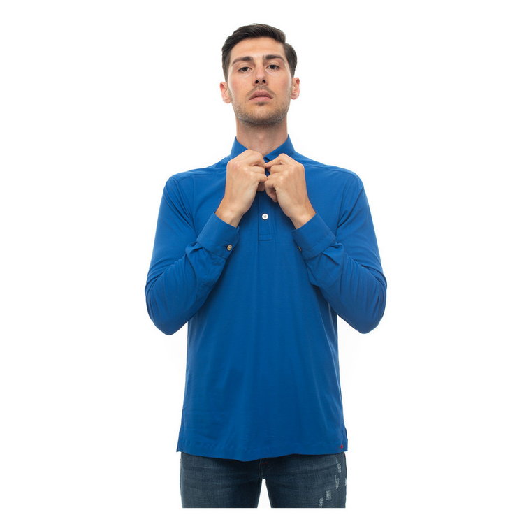 Cornflower Blue Koszulka Polo z Długim Rękawem Kiton