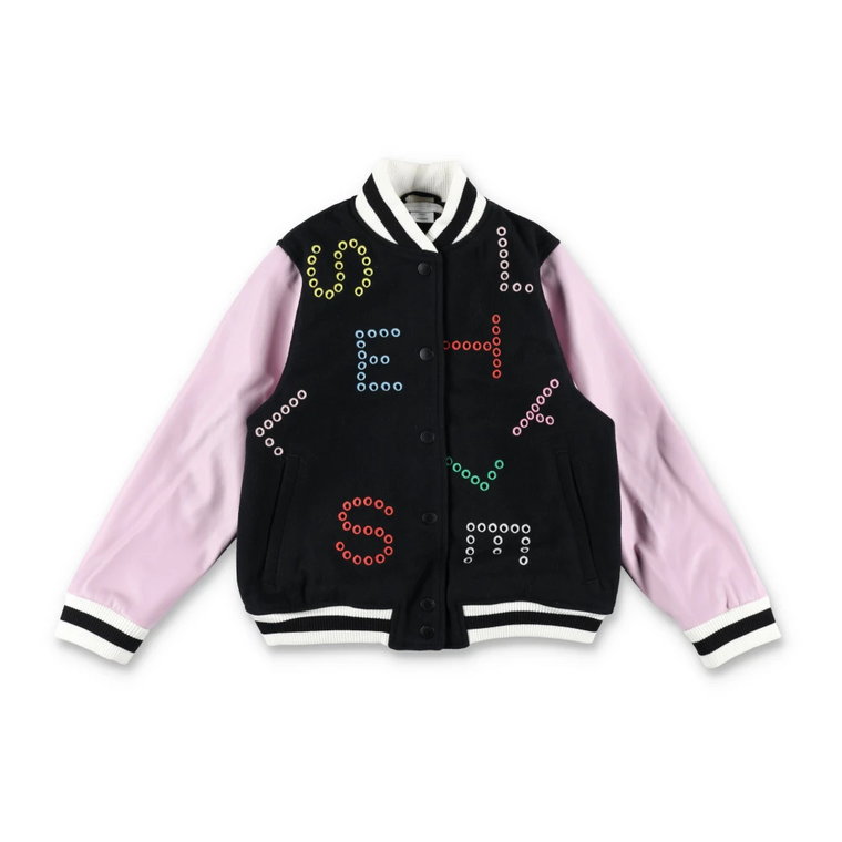 Bomber Varsity Czarna Odzież Wierzchnia Aw24 Stella McCartney