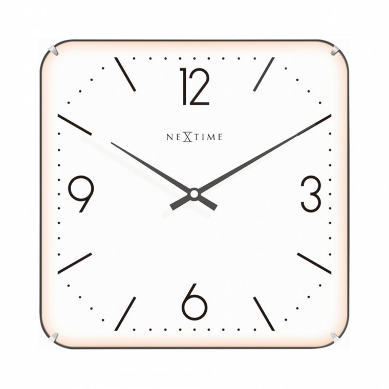 Zegar ścienny 35x35 cm Nextime Basic Square Dome biały kod: 3174