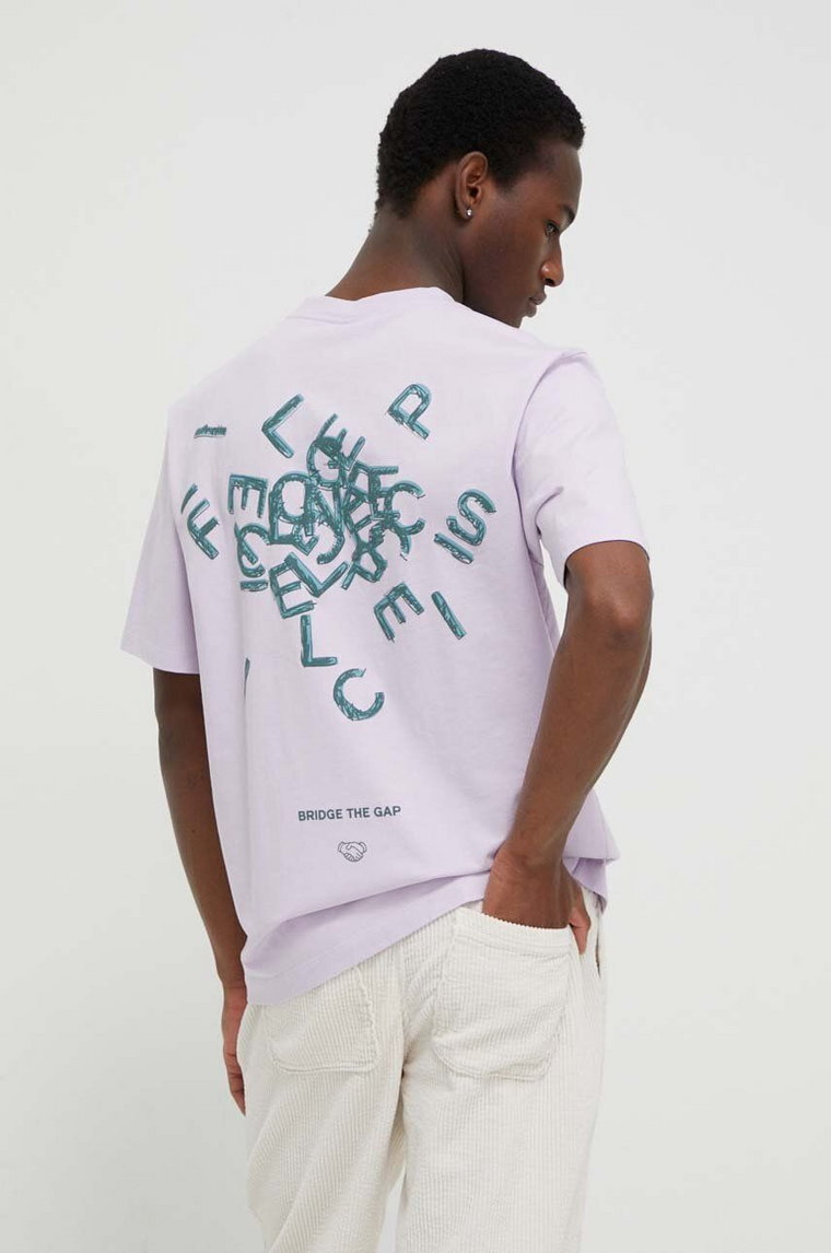 Filling Pieces t-shirt bawełniany męski kolor fioletowy z nadrukiem 74405001651