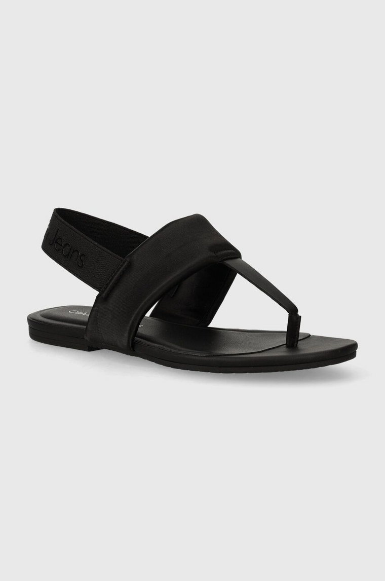 Calvin Klein Jeans sandały FLAT SANDAL TOEPOST DC damskie kolor czarny YW0YW01344