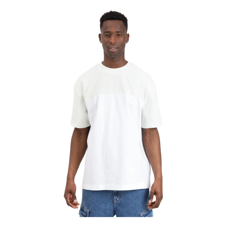 T-shirt z Haftowanym Logo Biały Zielony Calvin Klein Jeans