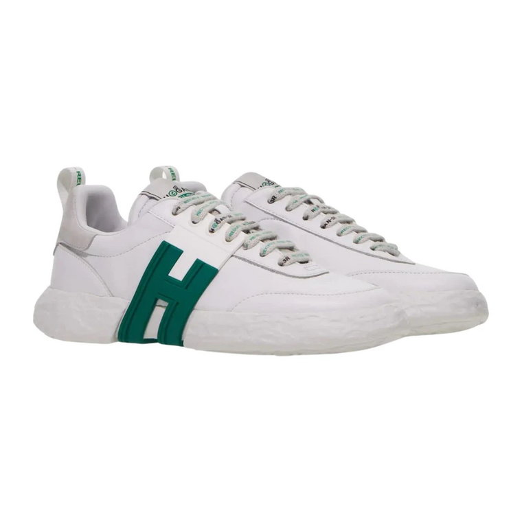 Białe płaskie buty z zrównoważonym designem Hogan