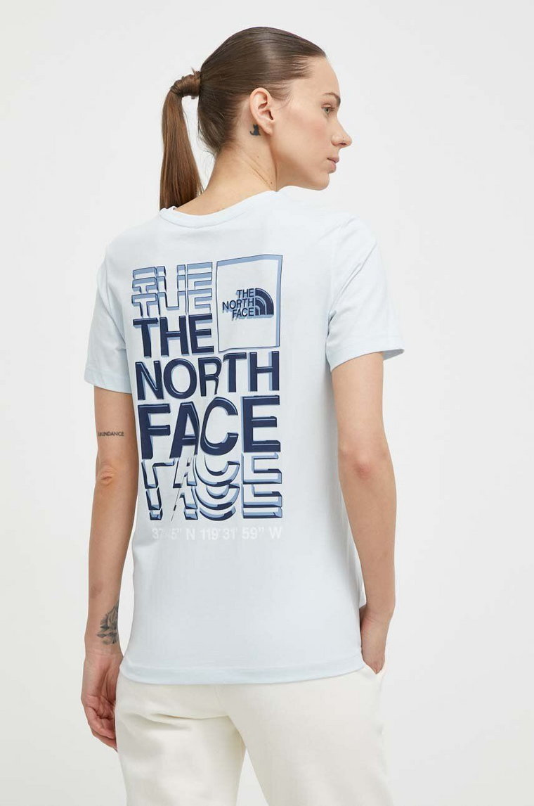 The North Face t-shirt bawełniany damski kolor niebieski NF0A87EHO0R1