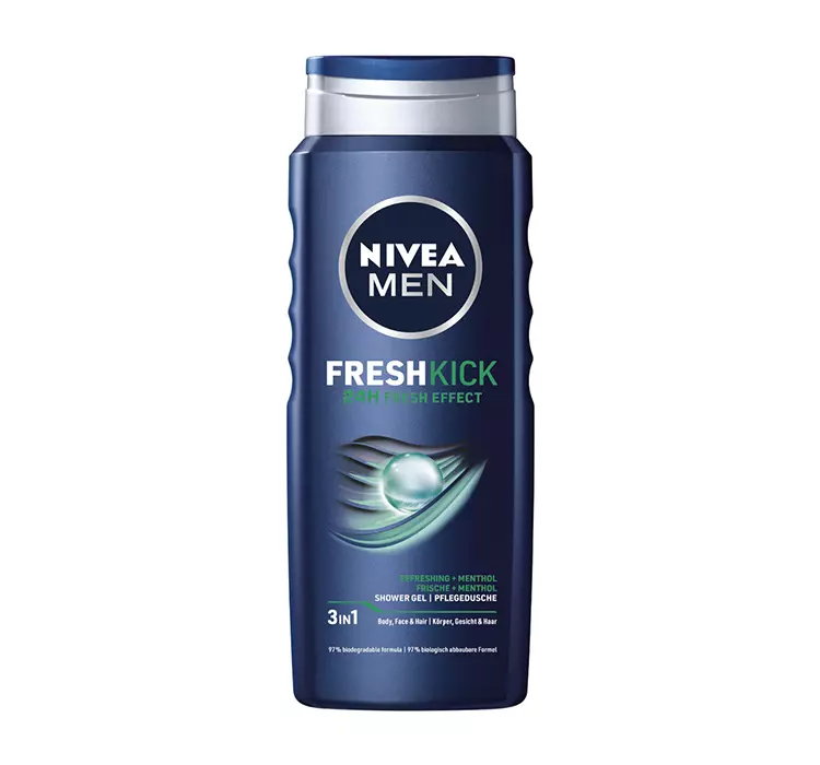 NIVEA MEN FRESH KICK ŻEL POD PRYSZNIC DO MYCIA TWARZY CIAŁA I WŁOSÓW 500ML