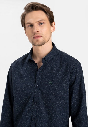 Slimowana koszula męska w drobny wzór K-TIAKI