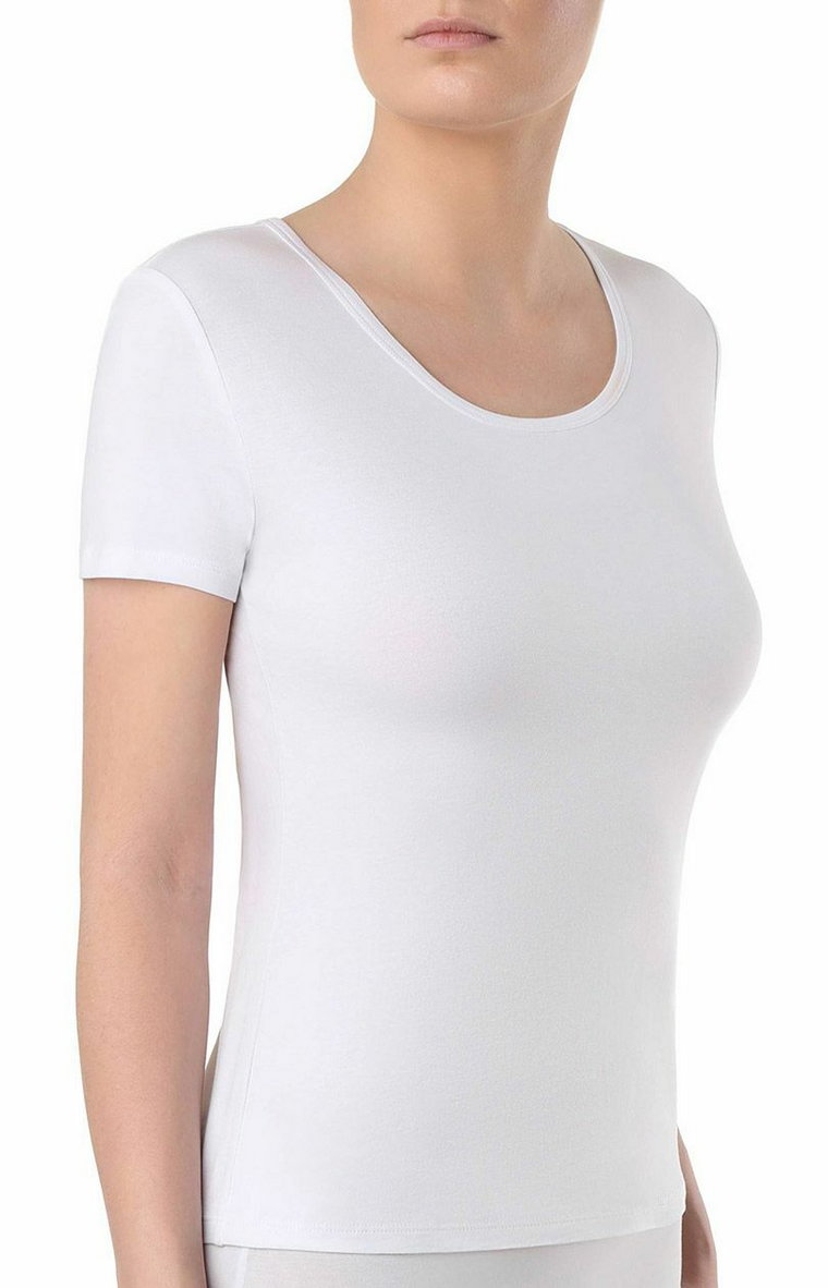 T-shirt damski bawełniany biały krótki rękaw LF 2022, Kolor biały, Rozmiar XL, Conte