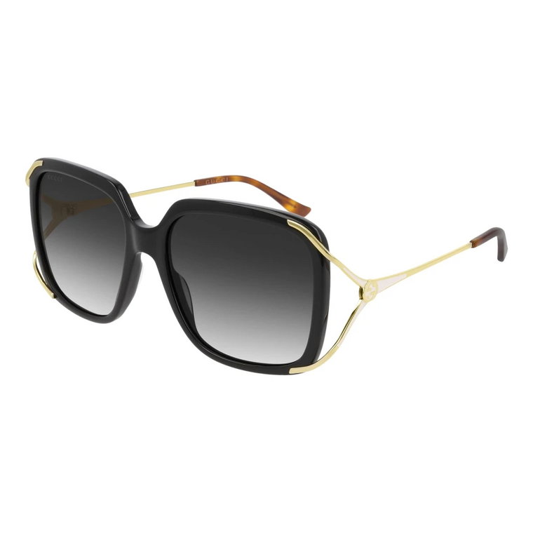Eleganckie czarne okulary przeciwsłoneczne z szarym obiektywem Gucci