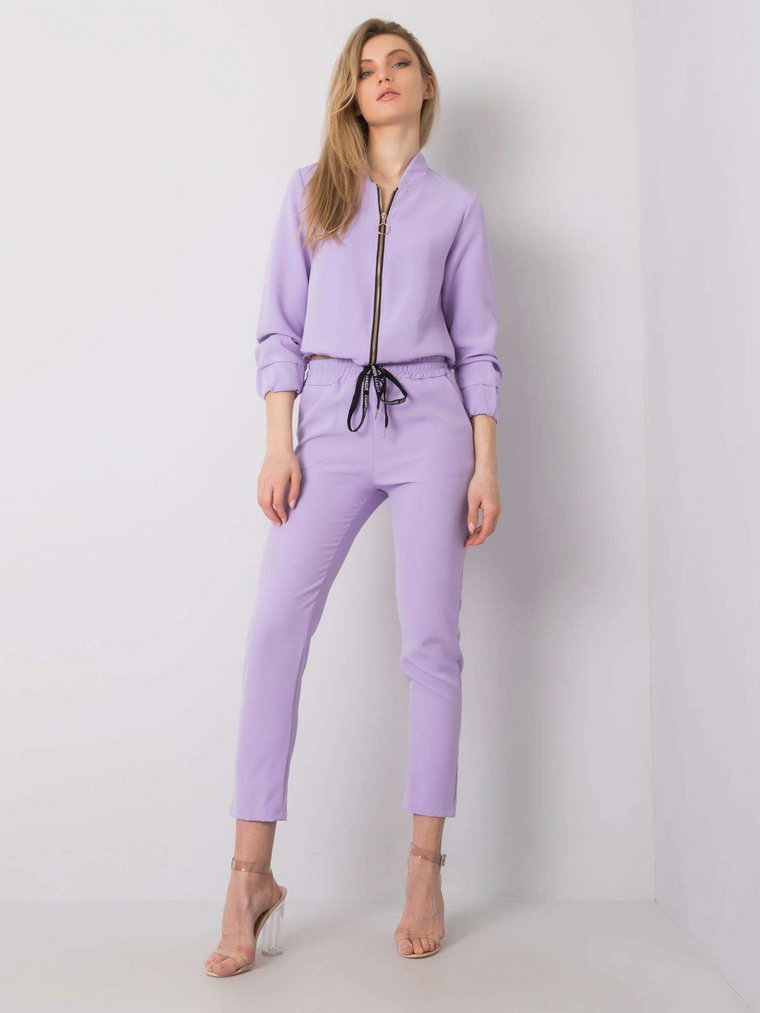 Spodnie z materiału jasny fioletowy casual materiałowe