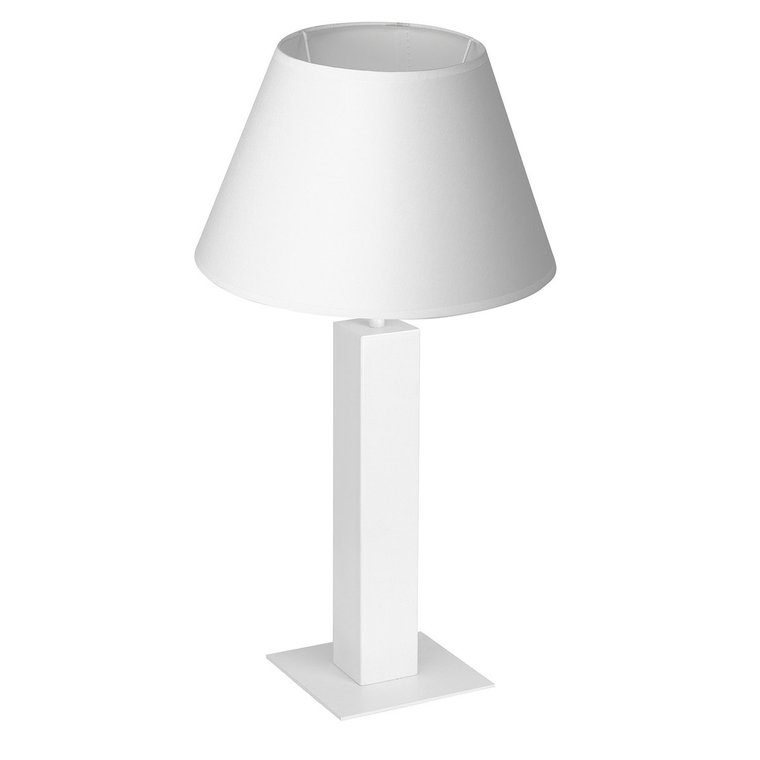 Lampa stołowa biała metalowa podstawa stożkowy abażur 56 cm Table lamps 1xE27 15W Luminex