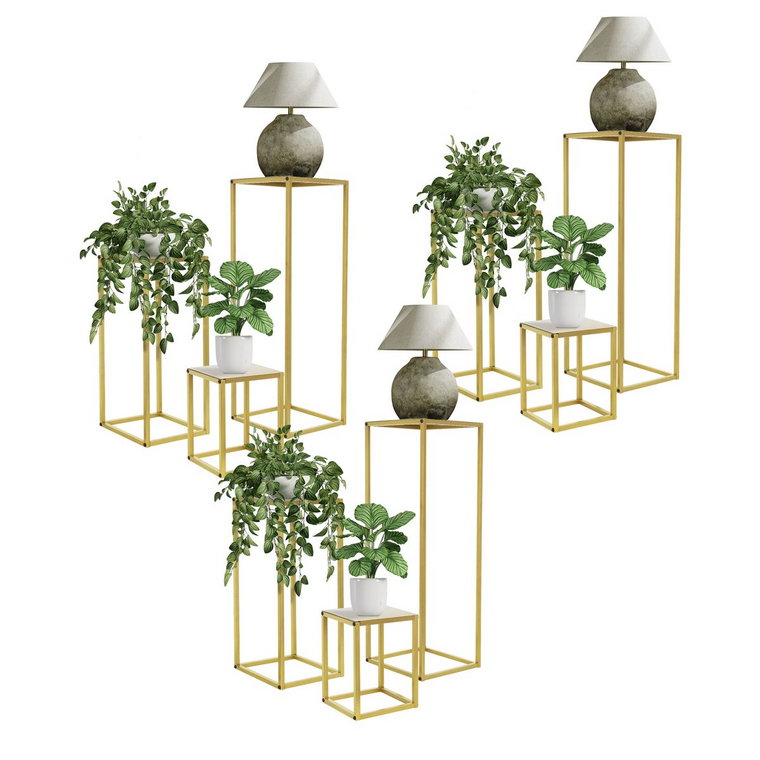 Zestaw 3 stojaków na kwiaty w kolorze złotym, metalowym ML-Design