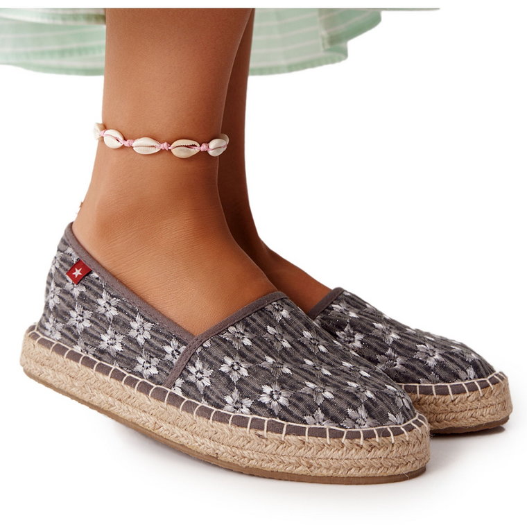 Espadryle Na Plecionej Platformie Big Star AA274680 Szare