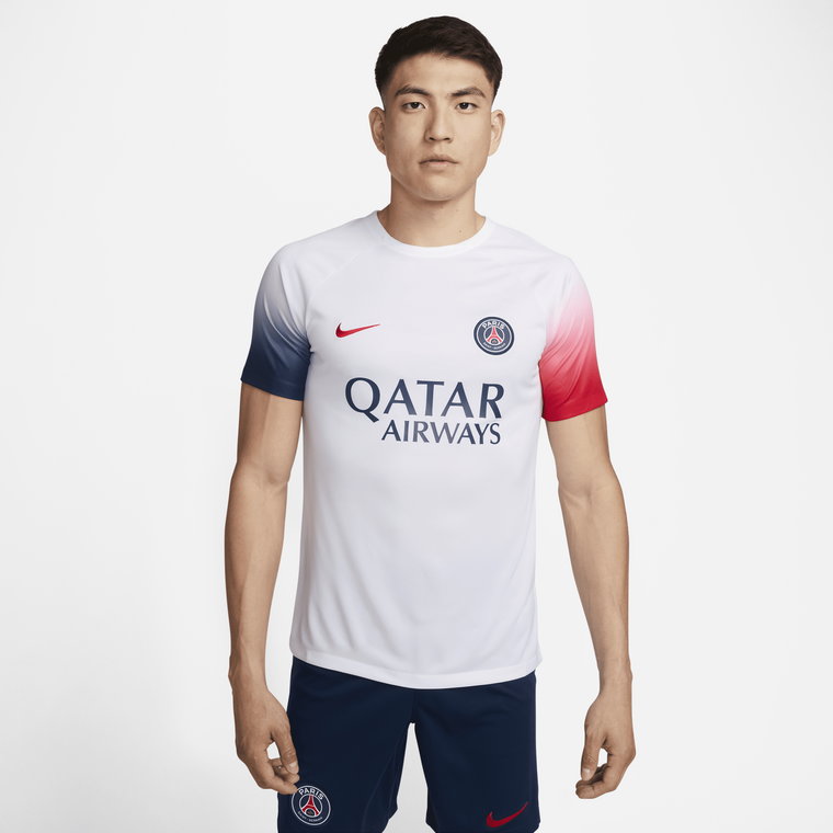 Męska przedmeczowa koszulka piłkarska Nike Dri-FIT Paris Saint-Germain Academy Pro - Biel