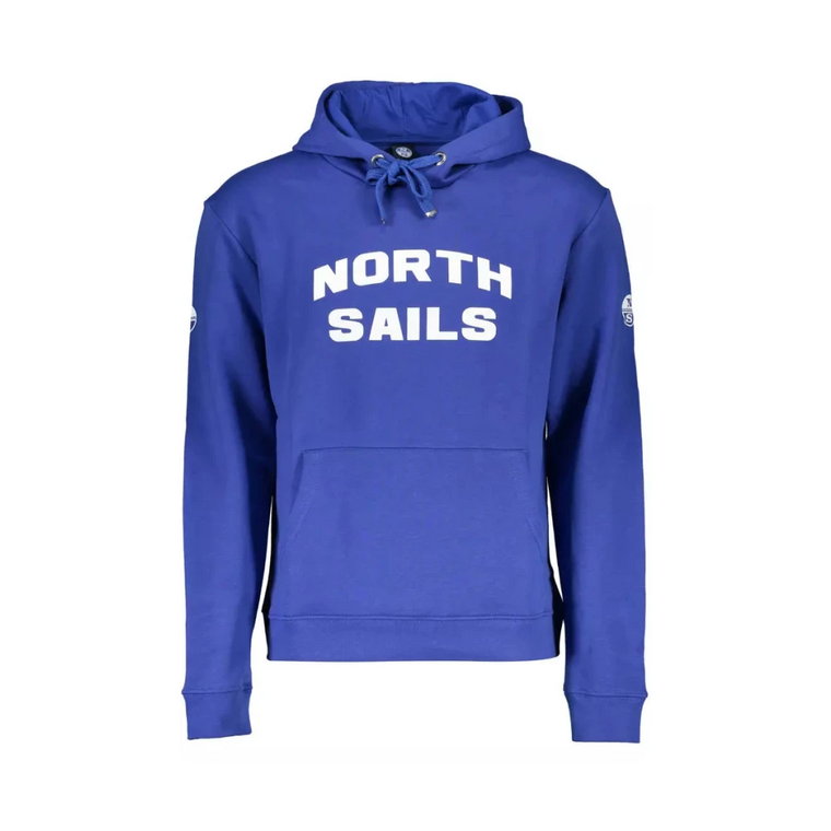 Niebieski Bawełniany Sweter z Kapturem i Nadrukiem North Sails