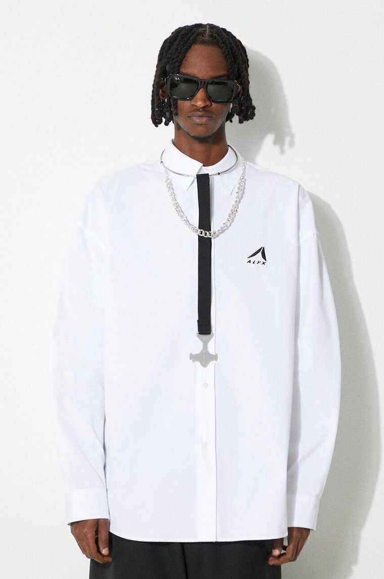 1017 ALYX 9SM koszula bawełniana Oversized Logo Poplin Shirt męska kolor biały relaxed z kołnierzykiem klasycznym AAMSH0234FA01